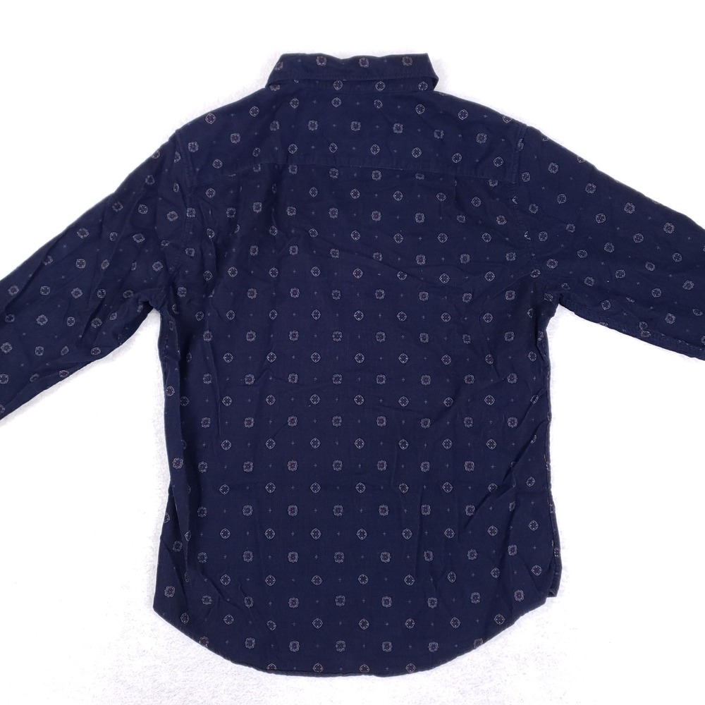 American Eagle Corduroy Button Up Men M Navy Blue Geometric Classic Fit‎ Shirt - Picture 6 of 8